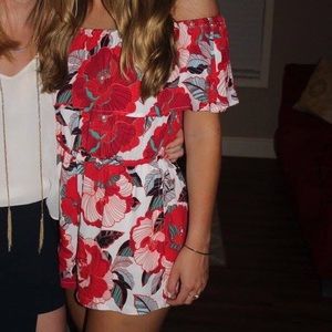 Off the shoulder floral romper